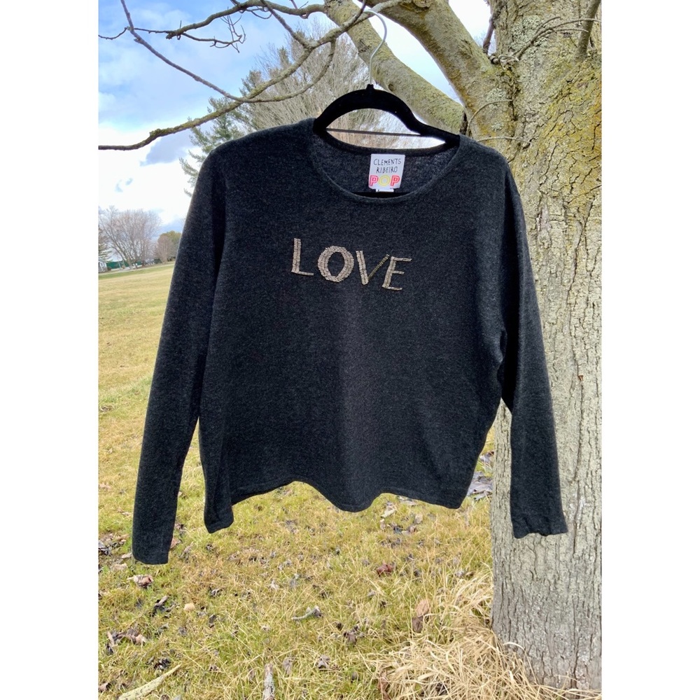 Clements Ribeiro Pop Crew Sweater New Size 2X  Cashmere Lambswool blend Grey